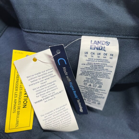 Lands' End Women's Size 14 School Uniform Skort Skirt Navy Blue Magnet Buttons - Picture 2 of 7